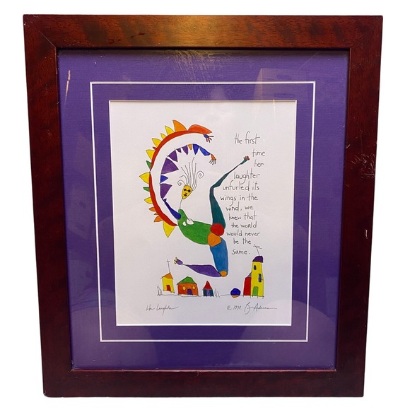 1993 Brian Andreas Framed Print Her Laughter Watercolor Signed Matted 14x16.5"‎ - Picture 1 of 9